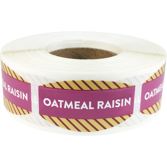 Oatmeal Rasin Grocery Store Food Labels .75 x 1.375 Inch Oval Shape 500 Total Adhesive Stickers