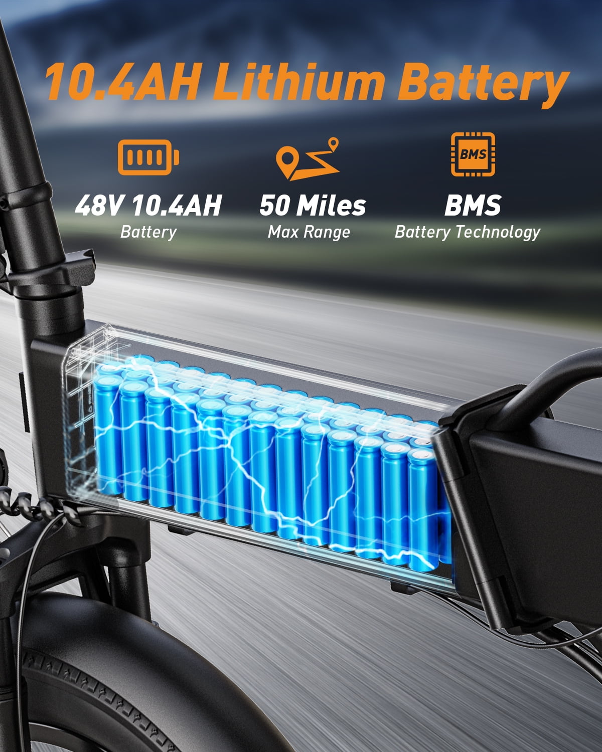 DYU Folding Electric Bike for Adults - 7-Speed 20" Fat Tire Mountain Ebike with Peak 1200W 28MPH Brushless Motor, 48V10.4Ah Removable Battery, 20X3.0 Fat Tire UL2849
