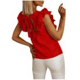 thumbnail image 5 of Women's Tanks Casual Racerback O-Neck Ruffle Sleeveless Tops for Summer Loose Blouse Tank Women’s Wardrobe Red XL, 5 of 5