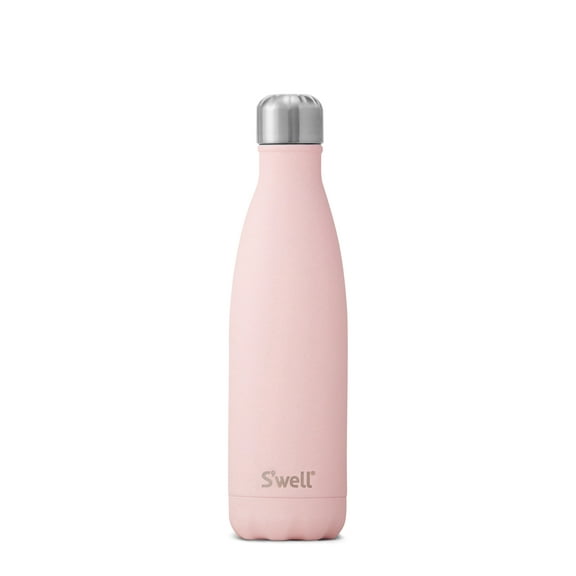 S'well 17 oz Pink Topaz and Silver Solid Print Triple Layered Vacuum Insulated Stainless Steel Water Bottle with Screw Cap