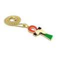 thumbnail image 3 of iJewelry2 Afro-American Colored Coptic ANKH Nugget Design Cross with Africa Motif Gold Tone Rope Chain Pendant Necklace 20'', 3 of 5