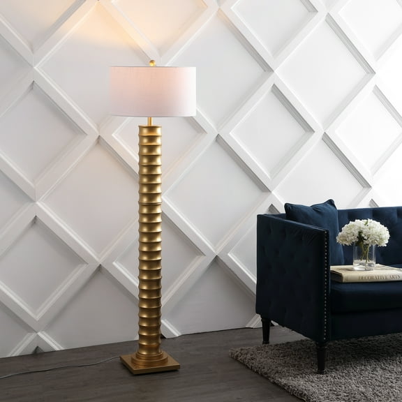 JONATHAN Y Serena 63" Metal LED Floor Lamp, Gold Painting, JYL4032A