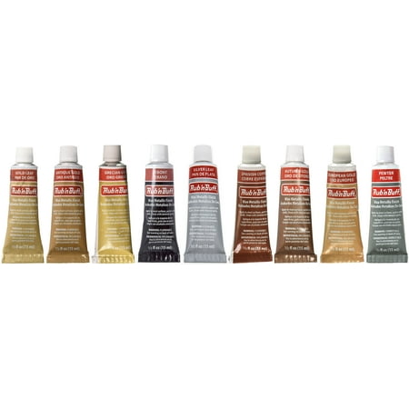Amaco Rub 'N Buff Wax Metallic Finish, 9 Color Assortment (Gold Leaf