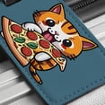 thumbnail image 6 of Cat Eating Pizza Funny Faux Leather Travel Luggage Tag, 6 of 7