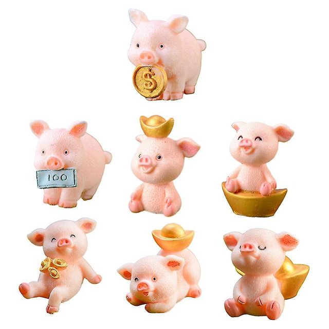 Figuras de cerdo de 7 piezas, adornos para pasteles, figuras de cerdo, juego de juguetes, figuras de cerdo