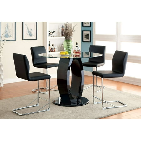 - Furniture of America Damore Contemporary Counter Height High Gloss Round Dining Table