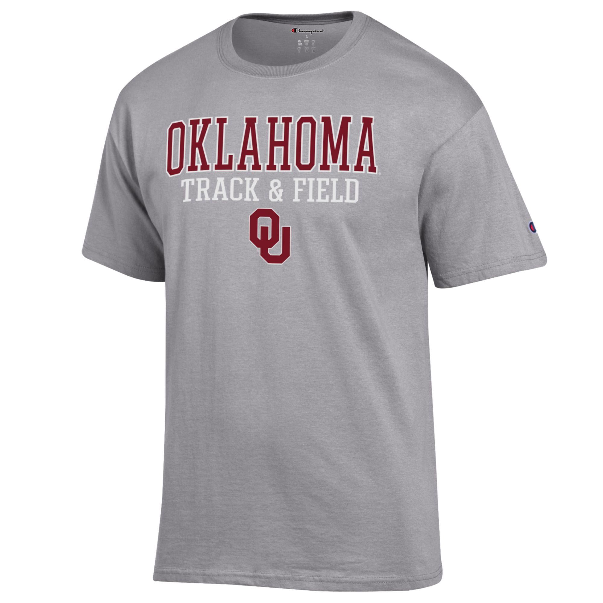 Men's Champion  Gray Oklahoma Sooners Track & Field Stack T-Shirt