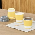 thumbnail image 4 of Restpresso 4 oz Light Yellow Paper Coffee Cup - Ripple Wall - 2 1/2" x 2 1/2" x 2 1/4" - 25 count box, 4 of 10