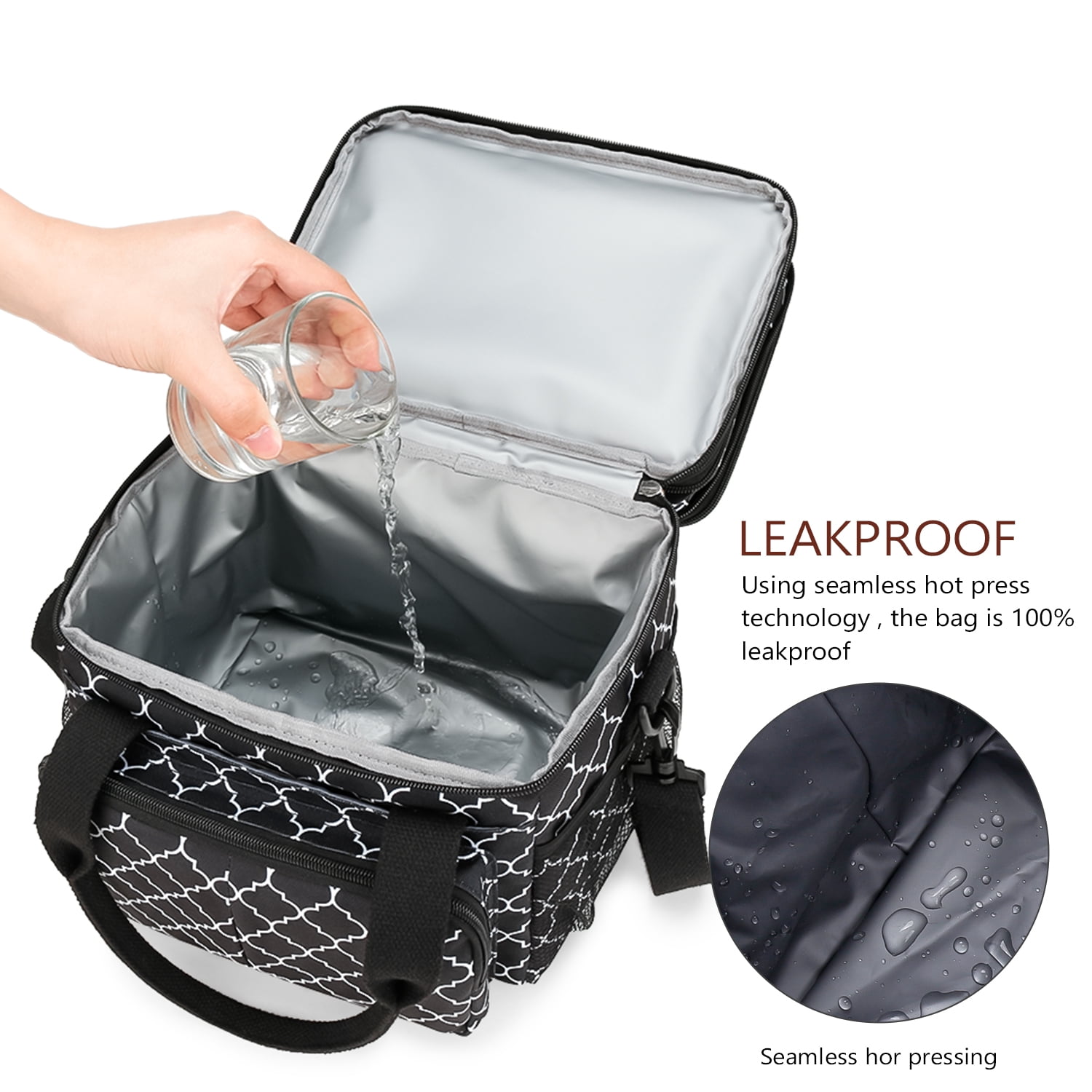 Lunch Bag for Women Men Double Deck Expandable Lunch Box,Large Lunch Bags,Leakproof Lunch Box Cooler Bag