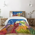 thumbnail image 3 of Ambesonne Cartoon Quilted Bedspread Set 2 Pcs, Turtle, Twin Size, Multicolor, 3 of 6