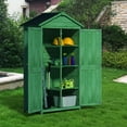thumbnail image 5 of Outdoor 35.6"x 18.1"x 66.15" L Wood Storage Shed, Garden Tool Cabinet with Waterproof Asphalt Roof, Double Doors, Multiple-tier Shelves,Forest Green, 5 of 5