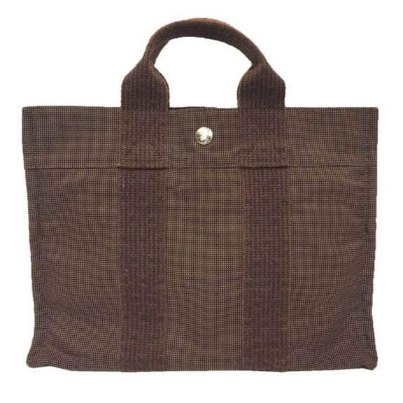 Pre-Owned Hermes HERMES Air Line Tote Bag SAC DE VOYAGE HERLINE PM Nylon Canvas Brown... (Good)