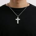 thumbnail image 3 of APSVO Silver Cross Necklaces for Men American Flag Pendant Chain Catholic Christian Religious First Communion Graduation 4th of July Father's Day Jewelry Gifts Ideas Dad Husband Son Age, 3 of 7