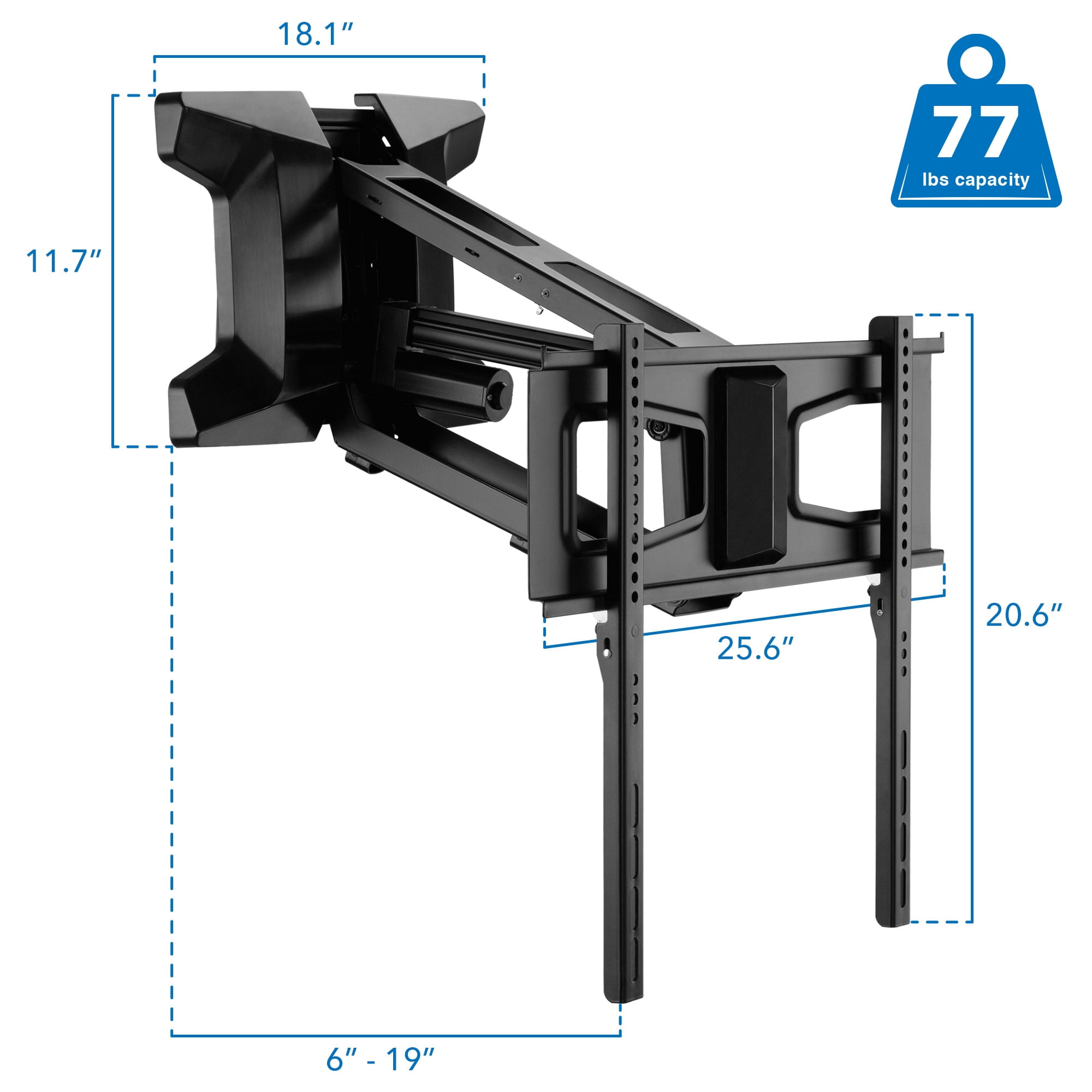 Mount-lt! Motorized Above Fireplace Mantel TV Wall Mount,  Fits 37"-70"  TV's, Capacity 77 Lbs., Includes Remote
