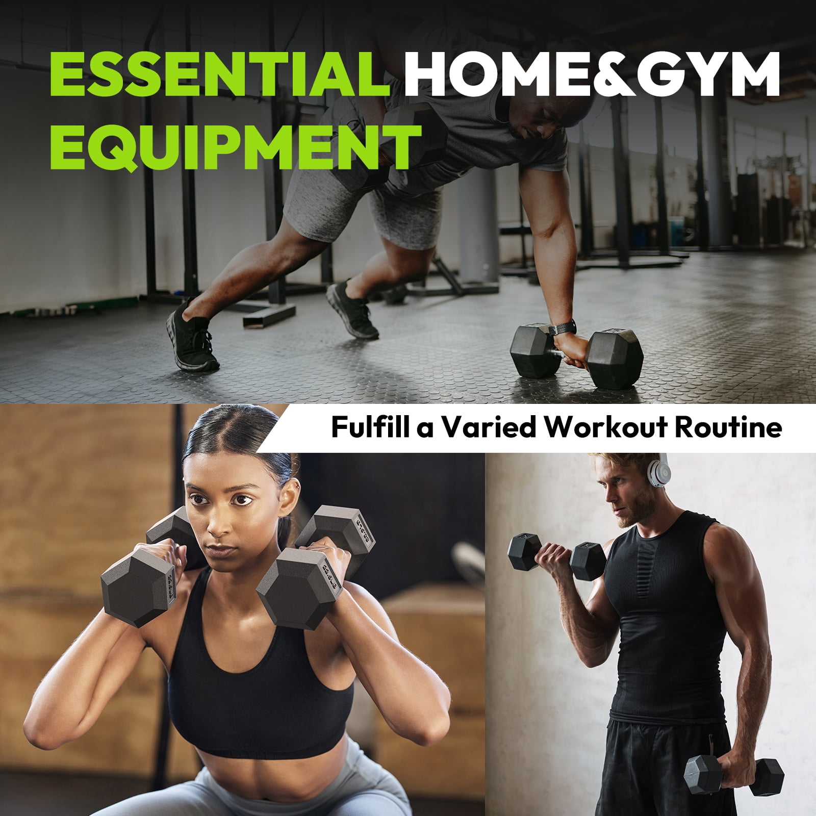 HANDBODE Hex Dumbbell Set 140 lb, 10/15/20/25 lb Dumbbells Set of 2, Space-Saving Design, Durable Rubber-Encased & Ergonomic Hand Weights for Home Gym, Strength Training and Fitness