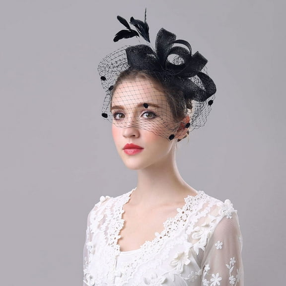 DRAFIDEEP 1Pack Vintage Black Bow Headband With For Fascinator Wedding Headwear 8.3x7.9x2.7in