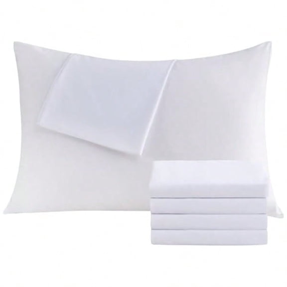 White Pillowcases Queen 4 Pack 20x30 Pillow Cases with Envelope Closure Soft Plain Brushed Microfiber Covers Breathable Wrinkle-Resistant