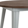 thumbnail image 4 of Flash Furniture Jeffrey 30" Round Silver Metal Indoor Table with Walnut Rustic Wood Top, 4 of 5