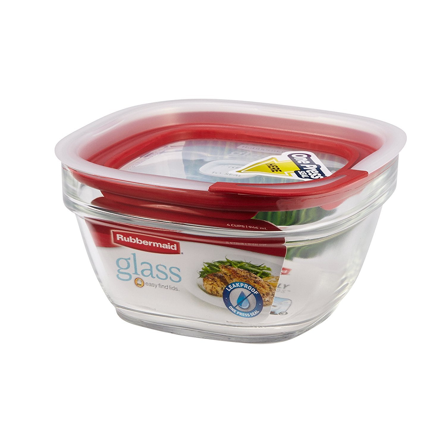 Rubbermaid Easy Find Lid Glass Food Storage Container 4 cup (2856004) 