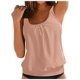 thumbnail image 3 of GEWSEY Tankini Tops for Women 2025 Summer Swimwear Top Only Tummy Control Bathing Suit Top No Bottom (Available in Plus) (Pink, 4XL), 3 of 6