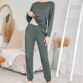 thumbnail image 2 of AherBiu Pajamas Sets for Women Spring Fall Sleepwear Pjs Comfy Tops Pants Solid Color Loungewear, 2 of 7