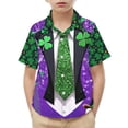 thumbnail image 5 of LEKWK Boys St. Patrick's Day Shirt Faux Leprechaun Vest Graphic Short Sleeve Button Down Top Novelty Irish Costume, 5 of 7