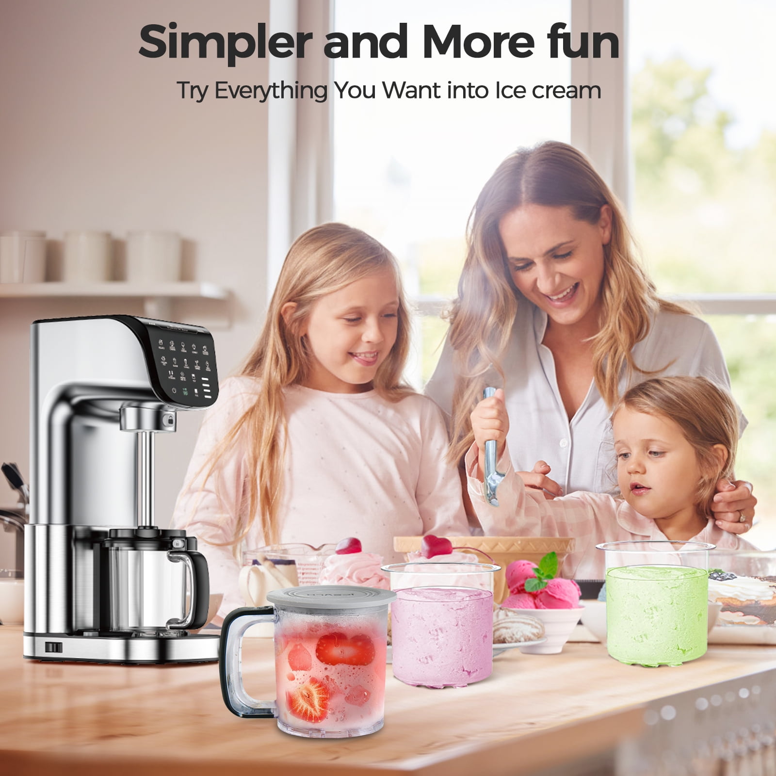 Ice Cream & Frozen Treat Maker for Ice Cream , Sorbet, Milkshakes , Frozen Yogurt , More , Ice Cream Pints