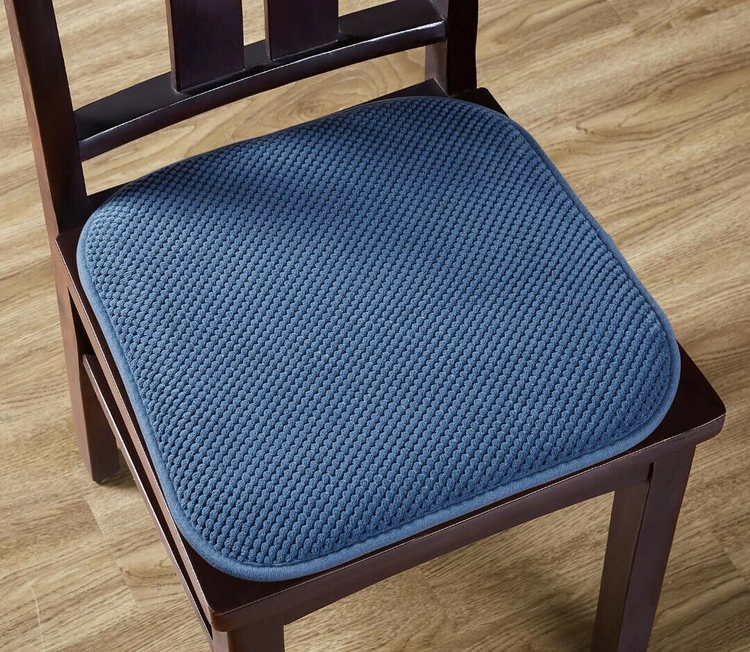 Chair Seat Cushion Pads Ties Kitchen Dining Room Overstuffed Microfiber 4 Pack 