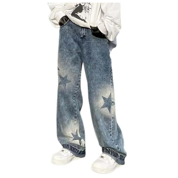 toraway Men's Cotton Casual Shorts 3/4 Jogger Capri Pants Mens Wide Leg Jeans Elastic Waist Baggy Jeans Casual Drawstring Denim Pants Trousers XXXXXL