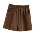 thumbnail image 1 of FNFYFH Clearance Womens Exercise Loose Fit Solid Color Summer Sport Shorts Quick Dry Running Shorts，Coffee, 1 of 4