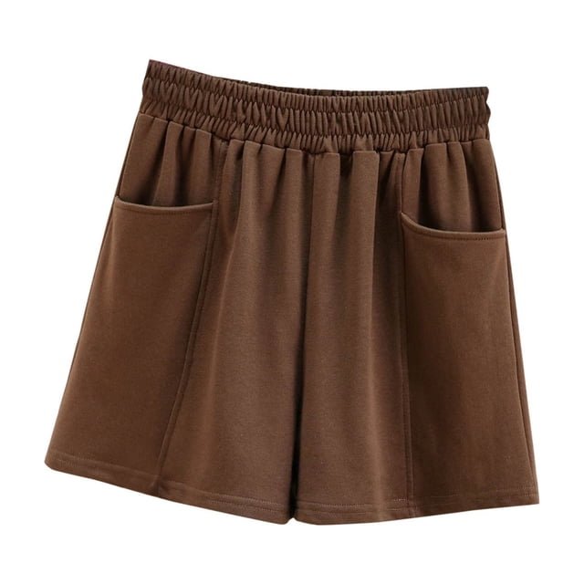FNFYFH Clearance Womens Exercise Loose Fit Solid Color Summer Sport Shorts Quick Dry Running Shorts,Coffee