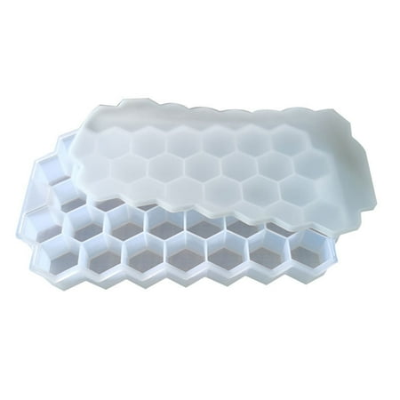 

Journey Beehive Shape Ices Cubes Tray 37 Cubes Silicone Ices Mold Maker with Lid(Transparent)