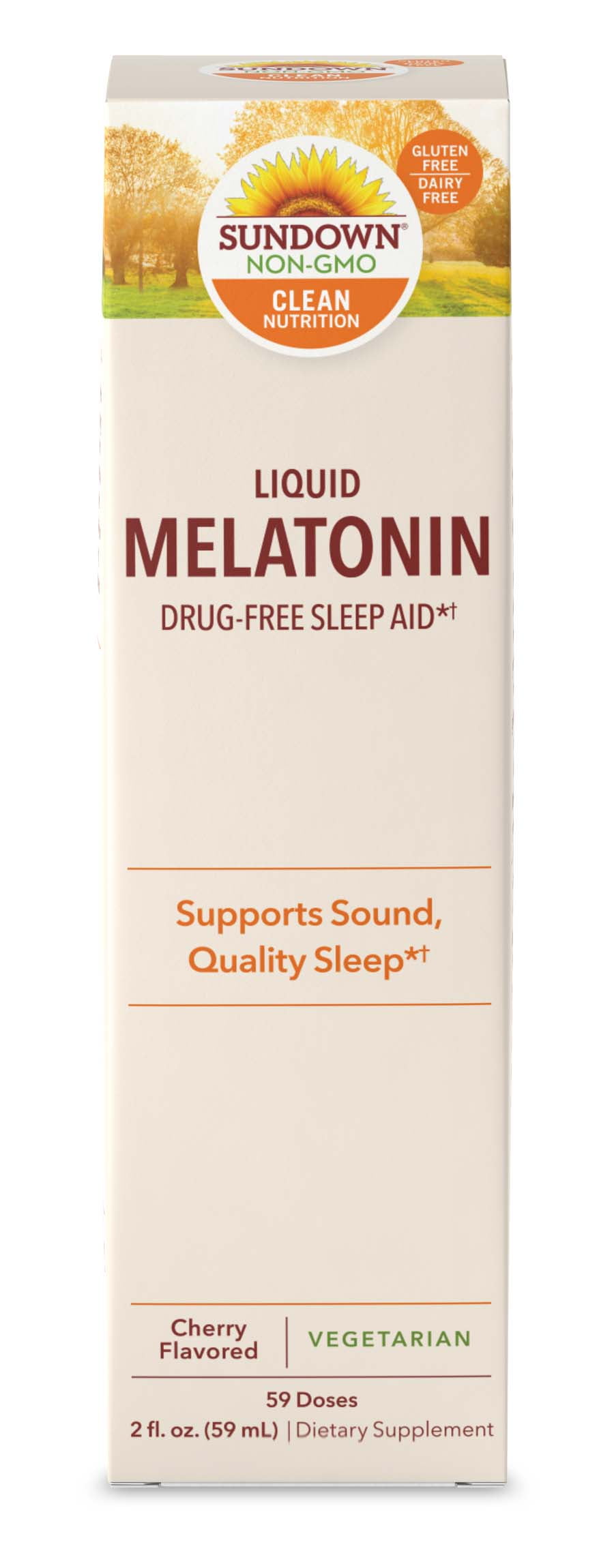 Sundown Naturals Liquid Melatonin, Cherry Flavored, 2 Fl Oz, 59 Doses
