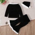 thumbnail image 6 of Jamsmile Toddler Girls Outfits Sets Christmas Long Sleeve Tops Flare Pants With Hats 3PCS Santa Claus Kids Baby Girls Sets, 6 of 9