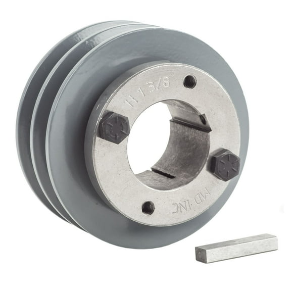 Cast Iron 3.5" 2 Groove Dual Belt A Section 4L Pulley With 1-3/8" Sheave Bushing