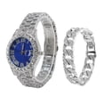 thumbnail image 3 of Reloj plateado, reloj plateado Reloj grande con calendario azul Reloj de cuarzo Características de vanguardia, 3 of 8