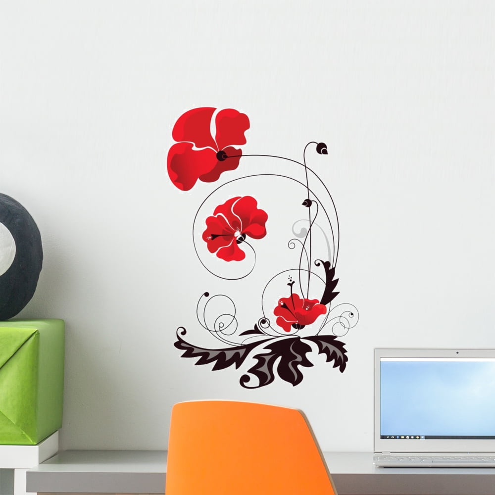 Abstract Decorative Flowers Wall Decal by Wallmonkeys Peel and Stick