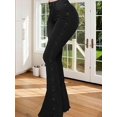 thumbnail image 3 of Women's Flared Jeans, High-Waist Stretch French-Style Jeans, Loose-Leg Buttoned Denim Pants, Flared Denim Jeans (S-5XL) Black M, 3 of 7