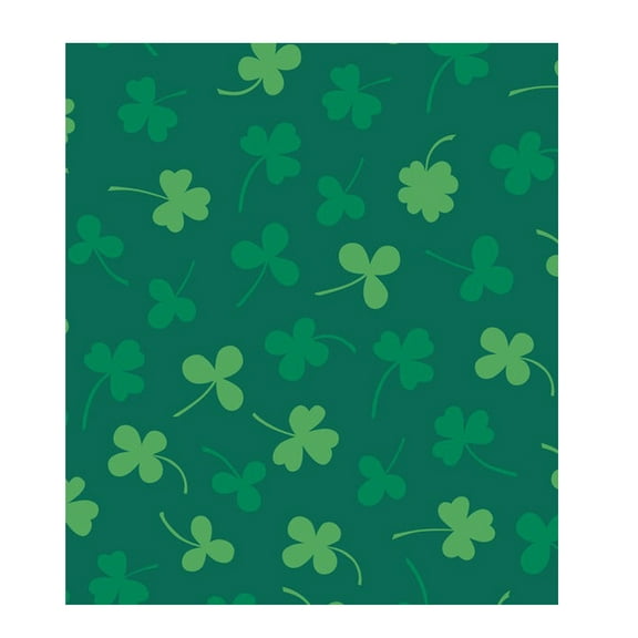 St. Patrick's Day Vinyl Tablecloth, Flannel Backing, Green Shamrocks Indoor Outdoor Table Cover by Mainstream, 60 Round