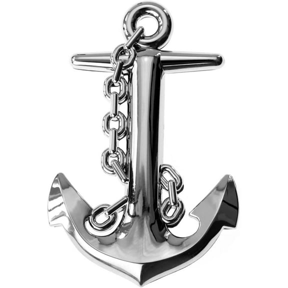 Ship Anchor 3d Auto Boat Emblem (Large, Chrome)