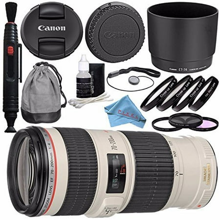 Canon EF 70-200mm f/4L IS USM Lens 1258B002 + 67mm 3pc Filter Kit + 67mm Macro Close Up Kit + Lens Pen Cleaner + Fibercloth + Deluxe Cleaning Kit