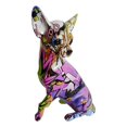thumbnail image 2 of Estatua de perro multicolor, estatuil de animales, manualidades artísticas, adorno de transferencia de agua coleccionable moderno para pequeña sa de Chihuahua morado perfecl Estatua de estatuilla de perros, 2 of 8