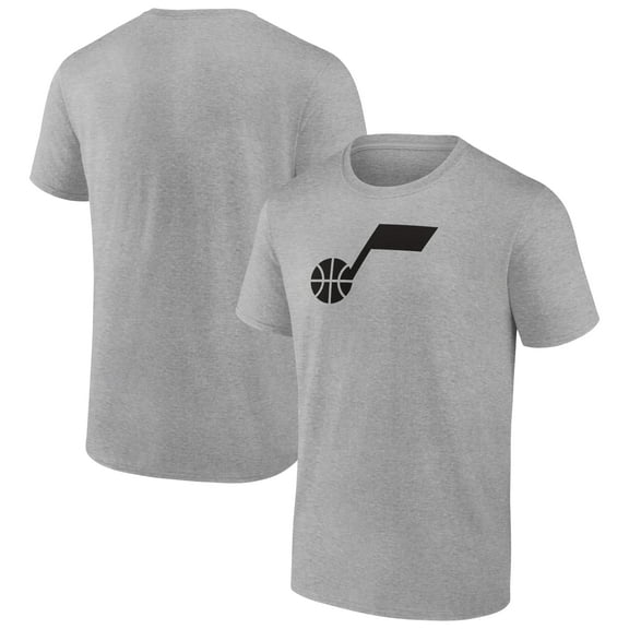 Men's Heathered Gray Utah Jazz Solid Primary Logo T-Shirt