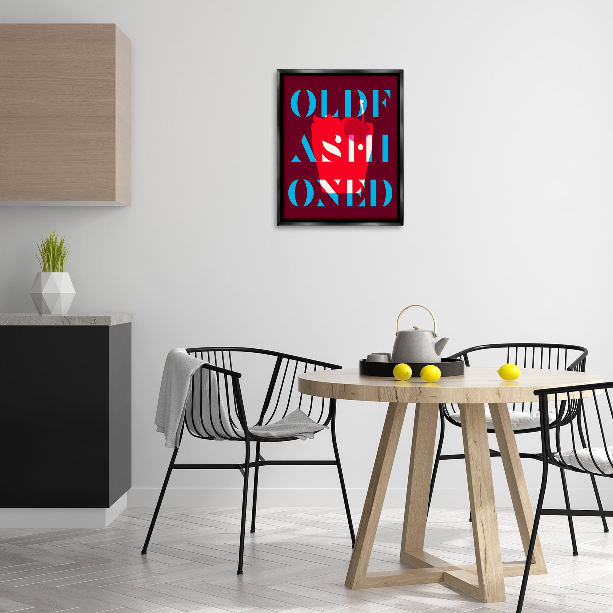 Stupell Industries Modern Old Fashioned Food & Beverage Painting Black Floater Framed Canvas Art Print Wall Art, 17 x 21