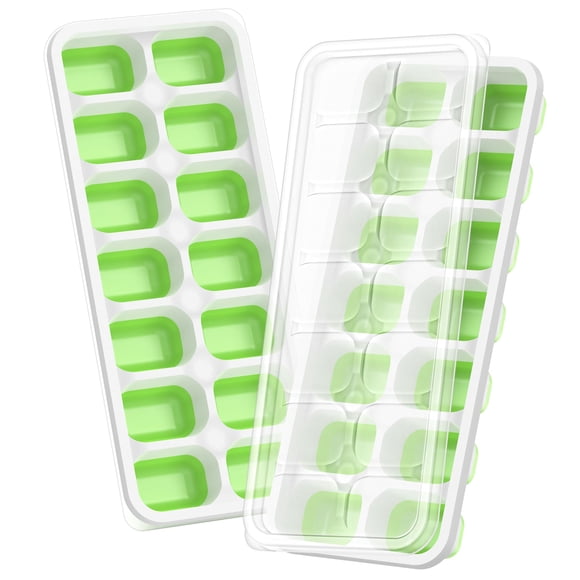 Bandeja para cubitos de hielo CheFaide, 28 cubos con tapa, 2 paquetes apilables