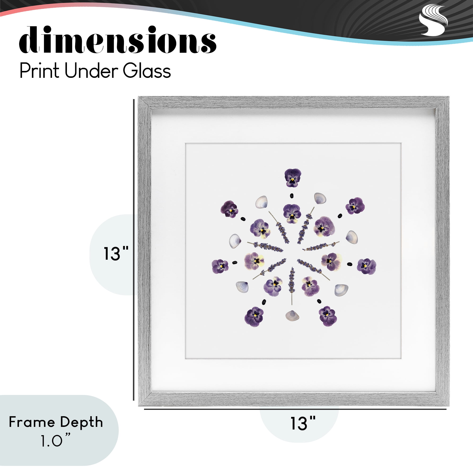 Stupell Industries Pansies & Lavender Symmetry Gray Framed Print Under Glass, design by Beth Adoette