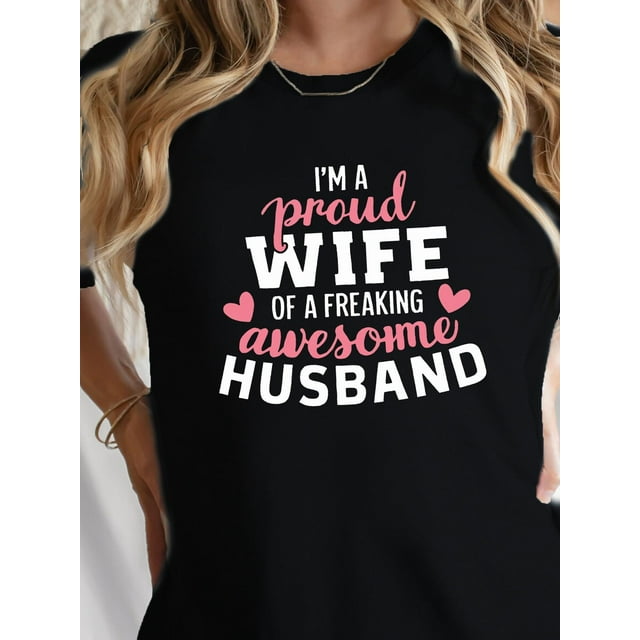Wife Husband Cotton Women's T-shirt with Comfortable Fit Tee For Adult, Men, Women, Teen, Teenager, Adolescent, Youth