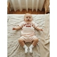 thumbnail image 4 of BemeyourBBs Toddler Baby Boys Summer Clothes Daddy's Mini Outfits Letter Embroidery Waffle Knit Short Sleeve Round Neck T shirt Tops and Shorts Set, 4 of 9