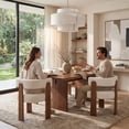 thumbnail image 6 of Guyou Barrel Dining Chairs Set of 2, Modern Linen Upholstered Dining Room Chairs with Curved Back, Farmhouse Wooden Accent Side Armchairs for Dining Room, Living Room, and Kitchen, White, 6 of 9