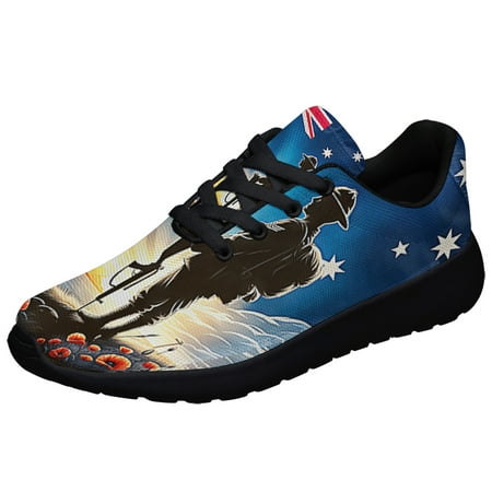 

AuStalian Veteran Anzac Day Poppy Flower Shoes Sneakers Black Size 6